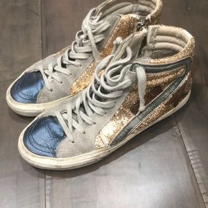 GOLDEN GOOSE GOLD AND BLUE HIGHTOPS
